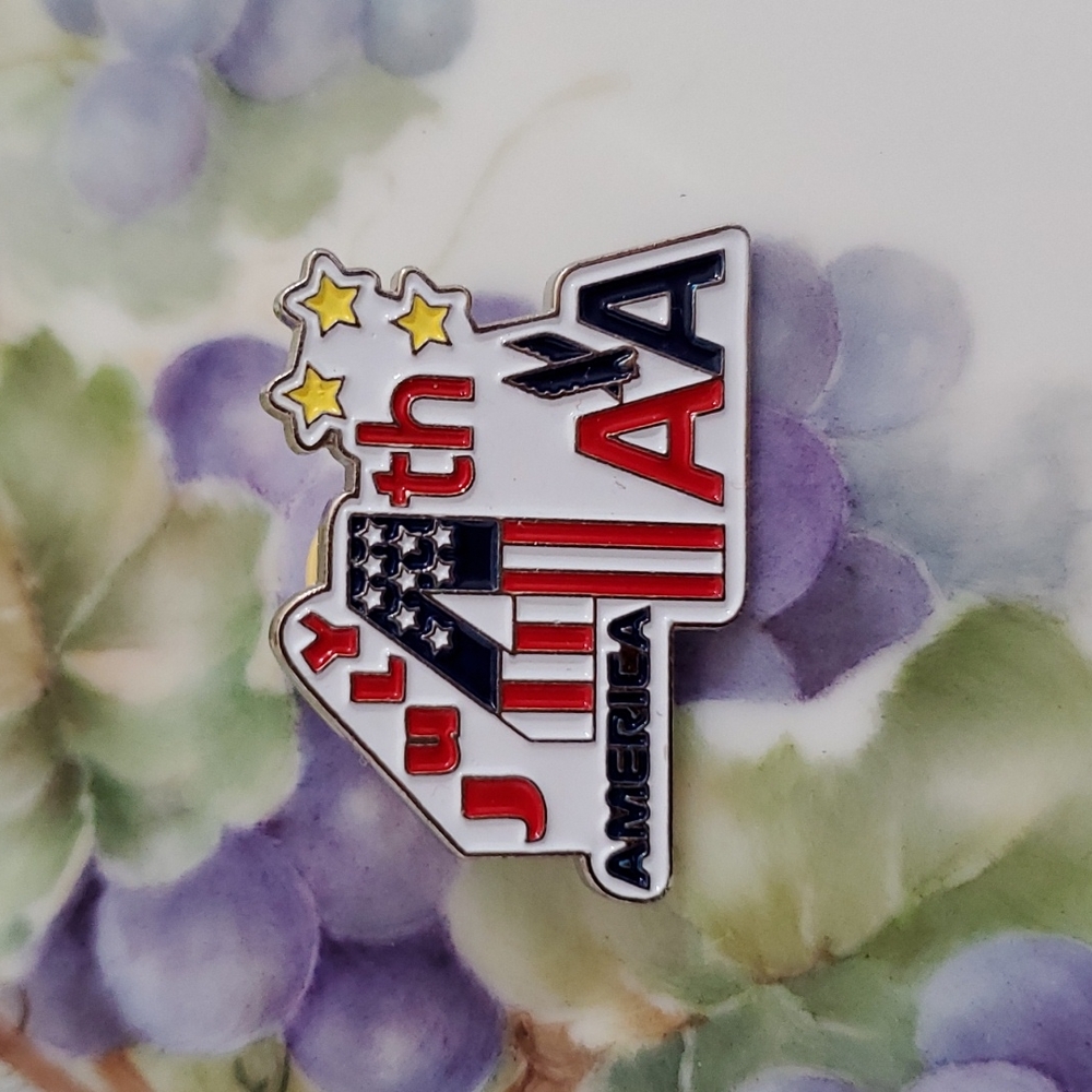 Vintage AA American Airlines Legacy logo 4th of July pinback lapel collar FA